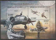 Burundi 2012 Amelia Earhart perf sheetlet containing 4 values unmounted mint.