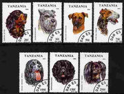 Tanzania 1993 Dogs perf set of 7 fine cto used, SG 1681-87, Mi 1599-1605