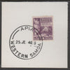 Samoa 1921 Native Hut 4d violet on piece cancelled with full strike of Madame Joseph forged postmark type 376