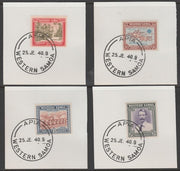 Samoa 1939 Anniv of New Zealand Control set of 4 each on individual piece cancelled with full strike of Madame Joseph forged postmark type 376
