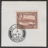 Antigua 1938 KG6 1.5d brown on piece with full strike of Madame Joseph forged postmark type 18