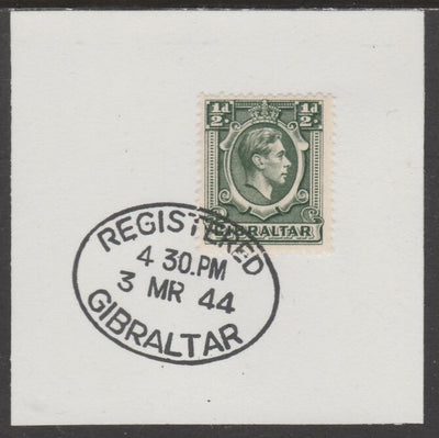 Gibraltar 1938-51 KG6 1/2d deep green on piece with full strike of Madame Joseph forged postmark type 188