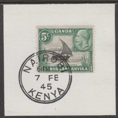 Kenya, Uganda & Tanganyika 1935 KG5 5c black & green on piece cancelled with full strike of Madame Joseph forged postmark type 226