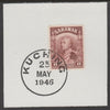 Sarawak 1934 Sir Charles Brooke 8c red-brown on piece cancelled with full strike of Madame Joseph forged postmark type 378