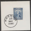 Sarawak 1934 Sir Charles Brooke 12c blue on piece cancelled with full strike of Madame Joseph forged postmark type 378