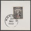 Sarawak 1945 BMA overprint on Sir Charles Brooke 2c on piece cancelled with full strike of Madame Joseph forged postmark type 378
