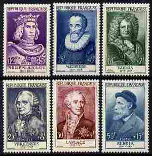 France 1955 National Relief Fund (Portraits) set of 6 complete unmounted mint, SG 1253-8