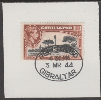 Gibraltar 1938-51 KG6 2s black & brown on piece with full strike of Madame Joseph forged postmark type 188