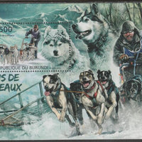 Burundi 2012 Sleigh Dogs perf souvenir sheet,containing 1 value unmounted mint.