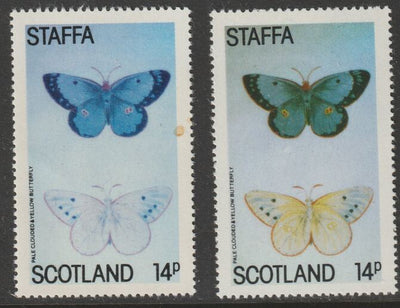 Staffa 1979 Butterflies - 14p Clouded & Yellow superb shade plus normal, both unmounted mint