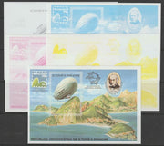 St Thomas & Prince Islands 1979 Rowland Hill (Brasiliana & Zeppelin) m/sheet the set of 5 imperf progressive proofs comprising the 4 individual colours plus all 4-colour composite,,unmounted mint