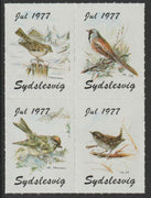 Cinderella - Southern Schleswig 1977 Birds se-tenant block of 4, unmounted mint