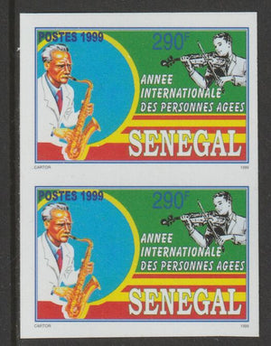 Senegal 1999 Int Year of the Elderly (Musicians) 290f imperf pair from a limited printing unmounted mint as SG 1586