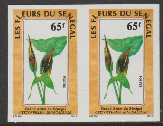 Senegal 1988 Flowers 65f imperf pair from a limited printing unmounted mint as SG 971