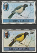 Sierra Leone 1980-82 Birds - Oriole 3c (with 1982 imprint date) two good shades both unmounted mint SG 624B