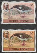 Sierra Leone 1980-82 Birds - Spur Winged Goose 5c (with 1981 imprint date) two good shades both unmounted mint SG 625B