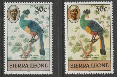 Sierra Leone 1980-82 Birds - Turaco 30c (with 1981 imprint date) two good shades both unmounted mint SG 630B