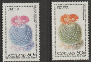 Staffa 1979 Cacti - 80p perf single showing a superb shade apparently due to a dry print of the yellow complete with normal both unmounted mint