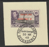 Falkland Islands Dependencies - Graham Land 1944 overprint on KG6 Pictorial 1d (SG A2) on piece with full strike of Madame Joseph forged postmark type 158