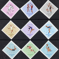 Hungary 1965 University Games, Budapest, Diamond shaped perf set of 9 unmounted mint, Mi 2153-61