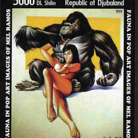 Djubaland Republic 1999 Fauna in Pop Art Images of Mel Ramos #2 imperf s/sheet (Gorilla) unmounted mint