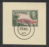 Ceylon 1938-49 KG6 Irrigation Tank 30c on piece with full strike of Madame Joseph forged postmark type 122