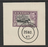 Ceylon 1938-49 KG6 Elephants 50c on piece with full strike of Madame Joseph forged postmark type 122