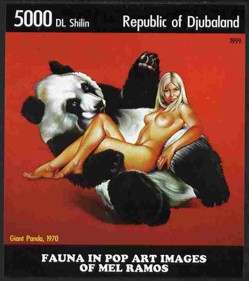 Djubaland Republic 1999 Fauna in Pop Art Images of Mel Ramos #3 imperf s/sheet (Giant Panda) unmounted mint