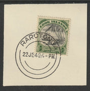Cook Islands 1932 def 1/2d Cook Landing (SG99) on piece cancelled with full strike of Madame Joseph forged postmark type 127