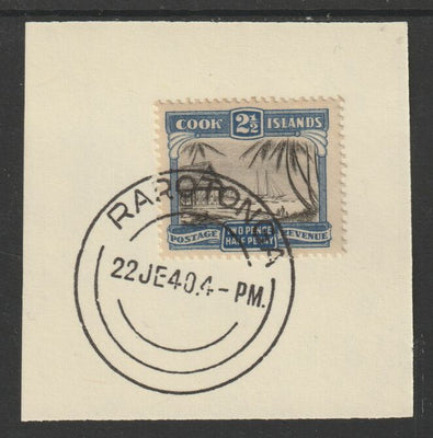 Cook Islands 1932 def 2.5d Working Cargo(SG102) on piece cancelled with full strike of Madame Joseph forged postmark type 127