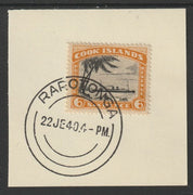 Cook Islands 1932 def 6d RMS Monowai(SG104) on piece cancelled with full strike of Madame Joseph forged postmark type 127