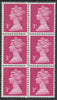 Great Britain 1971-96 Machin 3p bright magenta,unmounted mint block of 6 with blind perf every horiz row due to a broken perf pin