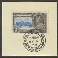 Trinidad & Tobago 1935 KG5 Silver Jubilee 2c (SG 239) on piece with full strike of Madame Joseph forged postmark type 421 (First day of issue)