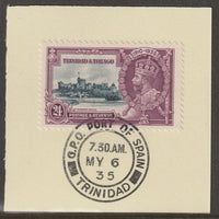 Trinidad & Tobago 1935 KG5 Silver Jubilee 24c (SG 242) on piece with full strike of Madame Joseph forged postmark type 421 (First day of issue)