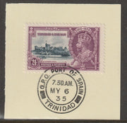 Trinidad & Tobago 1935 KG5 Silver Jubilee 24c (SG 242) on piece with full strike of Madame Joseph forged postmark type 421 (First day of issue)