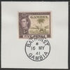 Gambia 1938-46 KG6 Elephant & Palm 5d on piece with full strike of Madame Joseph forged postmark type 174