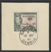 Gambia 1938-46 KG6 Elephant & Palm 2s6d on piece with full strike of Madame Joseph forged postmark type 174