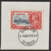 Bermuda 1935 KG5 Silver Jubilee 1d (SG 94) on piece with full strike of Madame Joseph forged postmark type 61 (First day of issue)