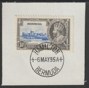 Bermuda 1935 KG5 Silver Jubilee 1.5d (SG 95) on piece with full strike of Madame Joseph forged postmark type 61 (First day of issue)
