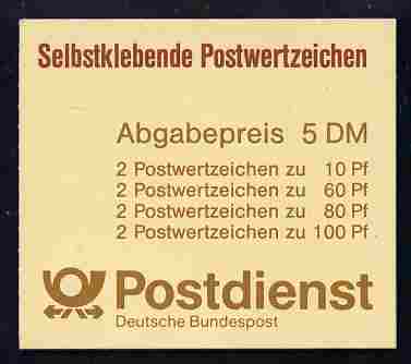 Germany - West 1991 Tourist Sights 5m self adhesive booklet complete and pristine, SG SB77