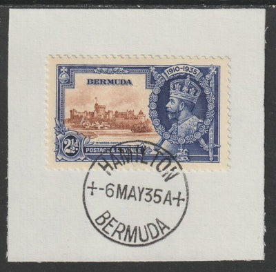 Bermuda 1935 KG5 Silver Jubilee 2.5d (SG 96) on piece with full strike of Madame Joseph forged postmark type 61 (First day of issue)
