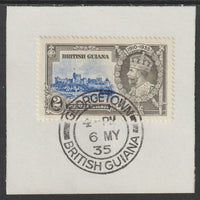 British Guiana 1935 KG5 Silver Jubilee 2c (SG 301) on piece with full strike of Madame Joseph forged postmark type 69 (First day of issue)