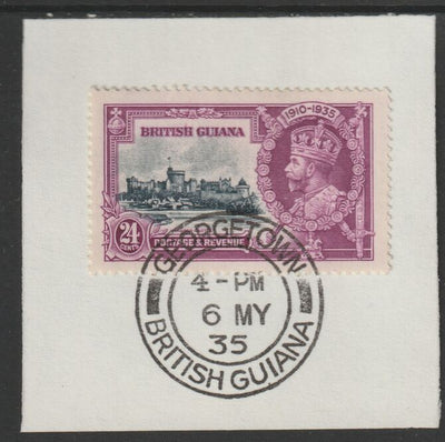 British Guiana 1935 KG5 Silver Jubilee 24c (SG 304) on piece with full strike of Madame Joseph forged postmark type 69 (First day of issue)