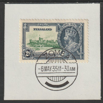 Nyasaland 1935 KG5 Silver Jubilee 2d (SG 124) on piece with full strike of Madame Joseph forged postmark type 314 (First day of issue)