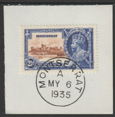 Montserrat 1935 KG5 Silver Jubilee 2.5d (SG 96) on piece with full strike of Madame Joseph forged postmark type 259 (First day of issue)