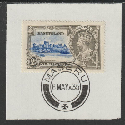 Basutoland 1935 KG5 Silver Jubilee 2d (SG 12) on piece with full strike of Madame Joseph forged postmark type 52 (First day of issue)