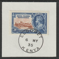 Kenya, Uganda & Tanganyika 1935 KG5 Silver Jubilee 30c (SG 125) on piece with full strike of Madame Joseph forged postmark type 224 (First day of issue)