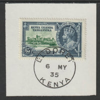 Kenya, Uganda & Tanganyika 1935 KG5 Silver Jubilee 65c (SG 126) on piece with full strike of Madame Joseph forged postmark type 224 (First day of issue)