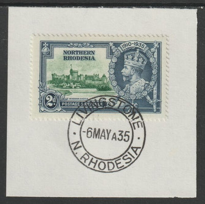 Northern Rhodesia 1935 KG5 Silver Jubilee 2d (SG 19) on piece with full strike of Madame Joseph forged postmark type 329 (First day of issue)