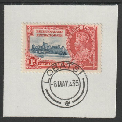 Bechuanaland 1935 KG5 Silver Jubilee 1d (SG 111) on piece with full strike of Madame Joseph forged postmark type 55 (First day of issue)